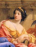 Detalhe da musa Calliope no quadro The Muses Urania and Calliope Simon Vouet